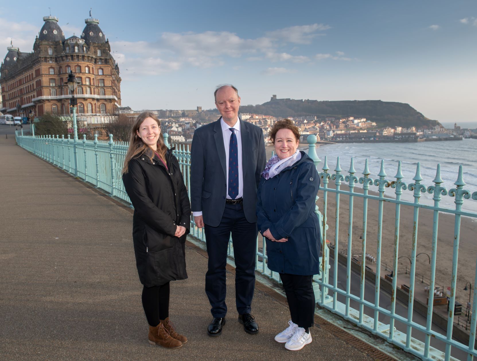 Professor Sir Chris Whitty steps out along the coast on a visit to Scarborough