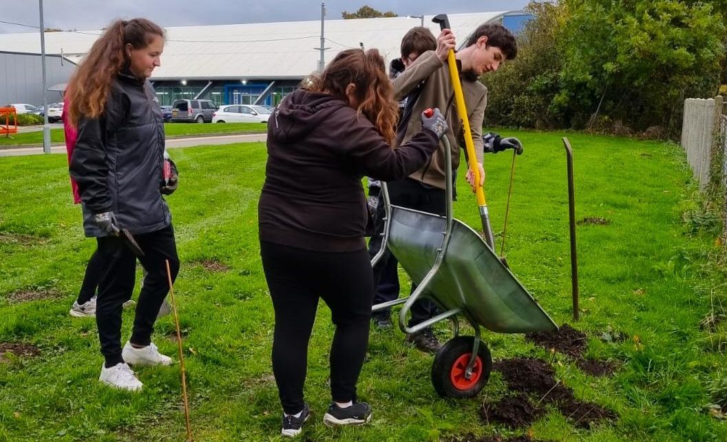 Connah's Quay students create new green space and wildlife corridor