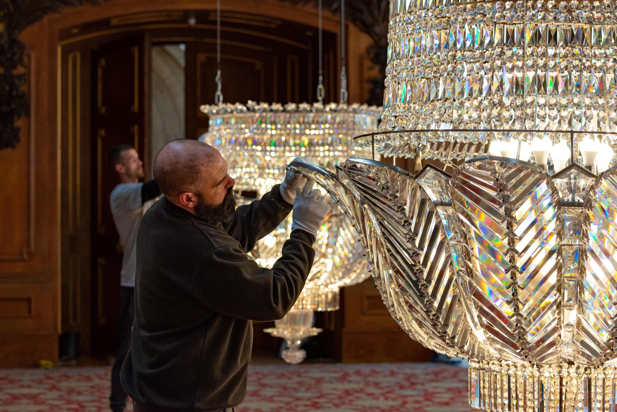 Windsor’s chandeliers given a polish ahead of Waterloo Chamber reopening