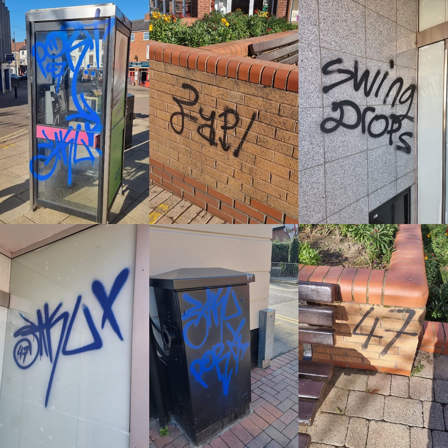 Graffiti tags plastered across Hinckley town centre