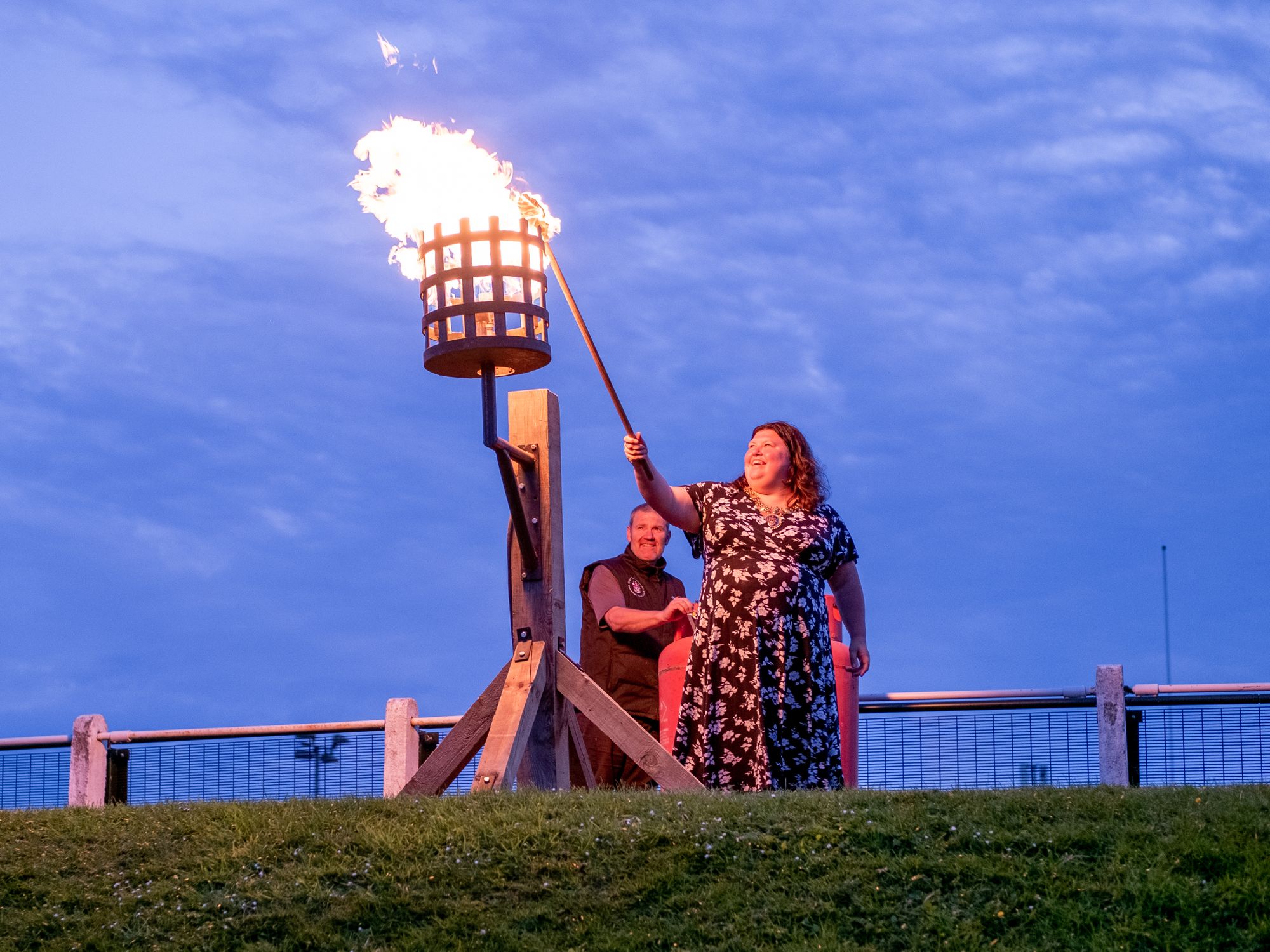 New Carmarthen mayor lights town's Platinum Jubilee beacon