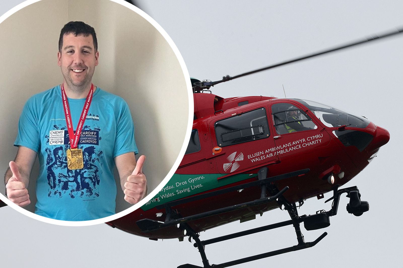 Ceredigion man pulled from car wreck runs half marathon in thanks to medics who saved his life