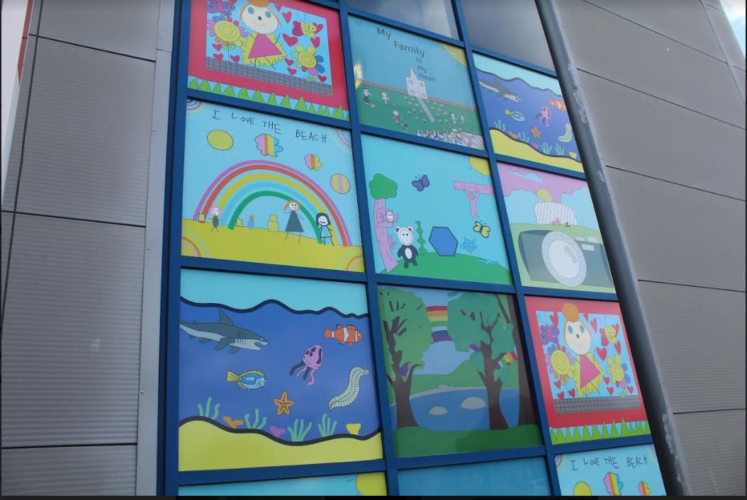 Children's art gives shopping centre a splash of colour