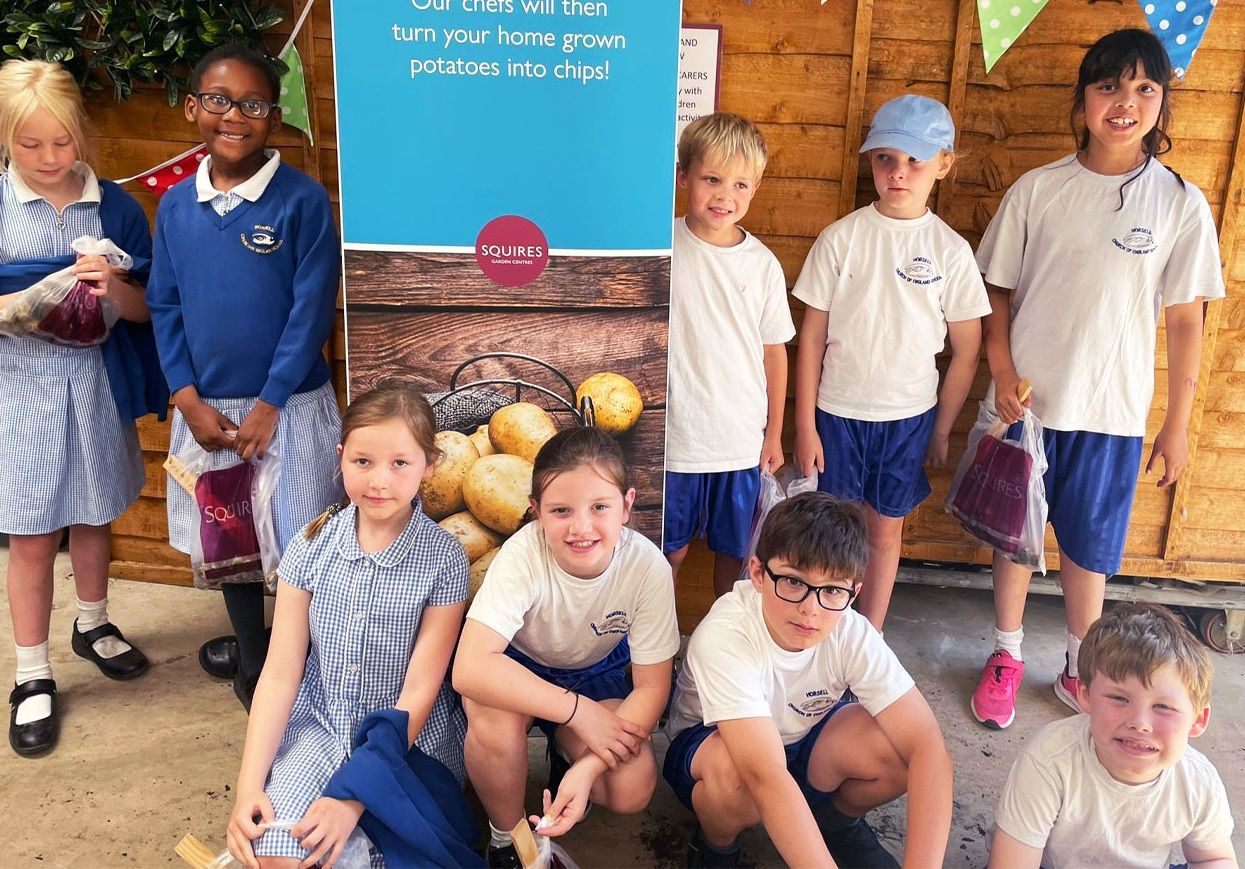 Woking garden centre helps junior school pupils harvest their own chips