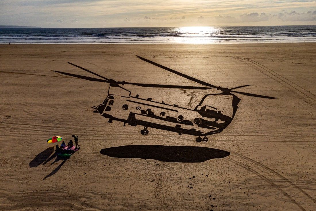 MOD sand sculpture warns of dangers on English beaches