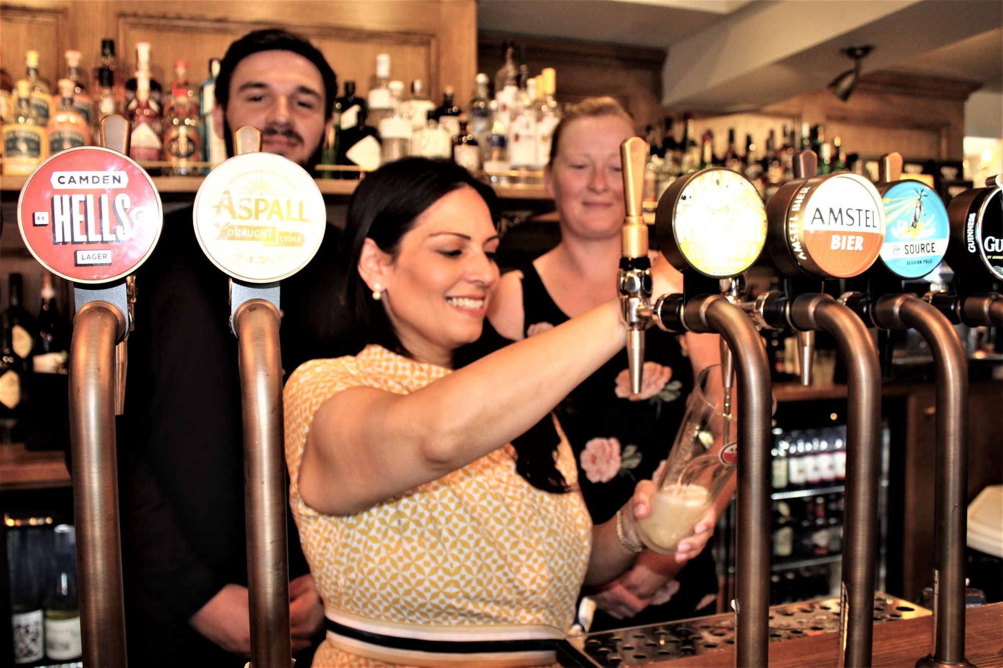 Priti Patel pulls pints in refurbished Kelvedon pub
