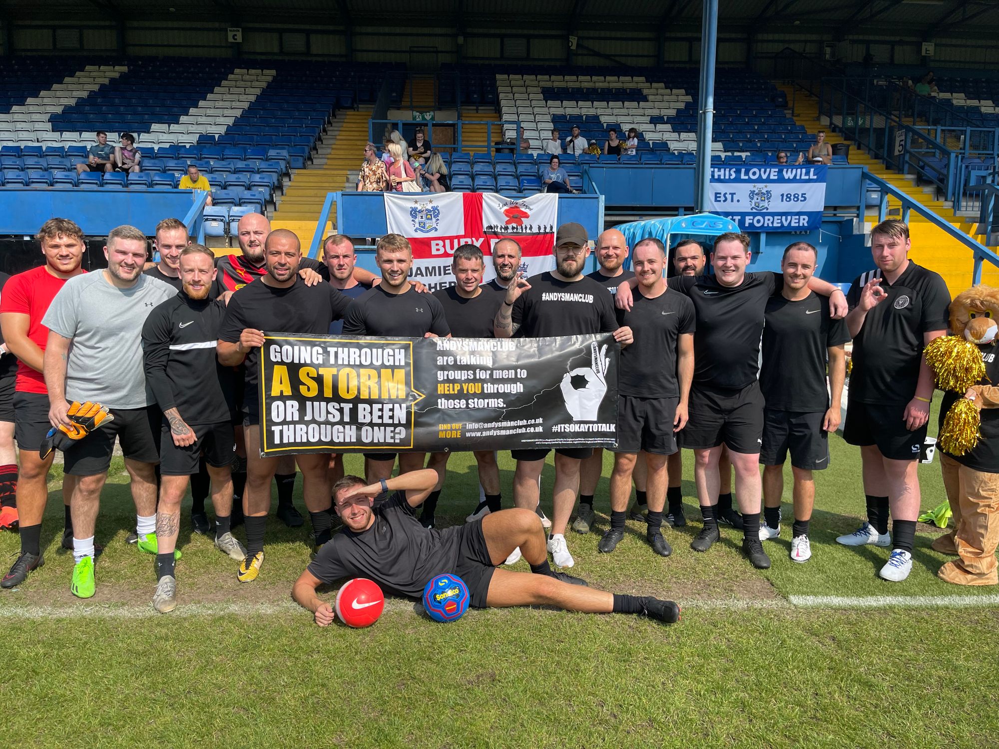Rochdale and Bury men’s mental health groups play ‘celebratory’ football match