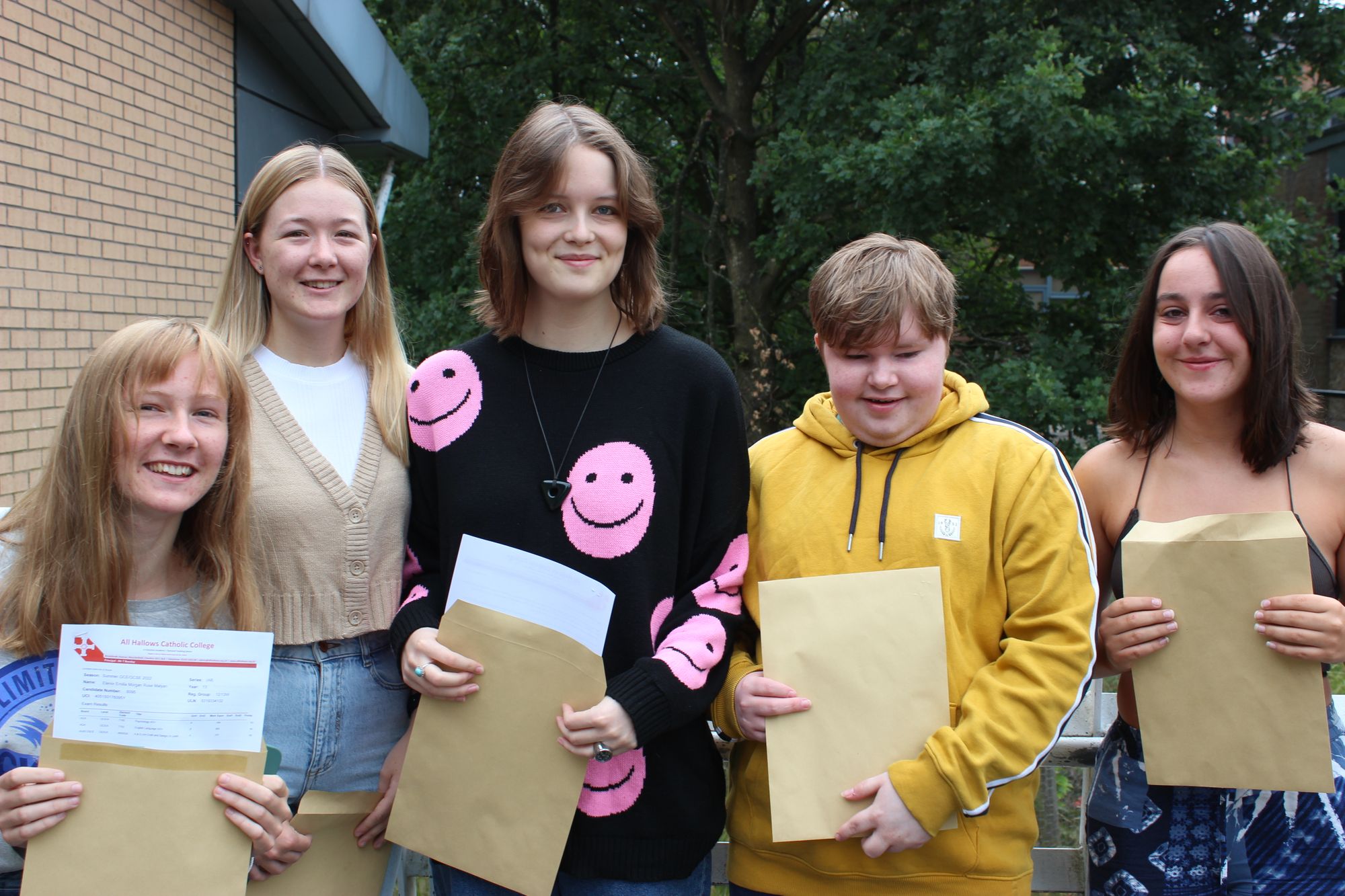 Students celebrate another successful year for A-level results at All Hallows in Macclesfield