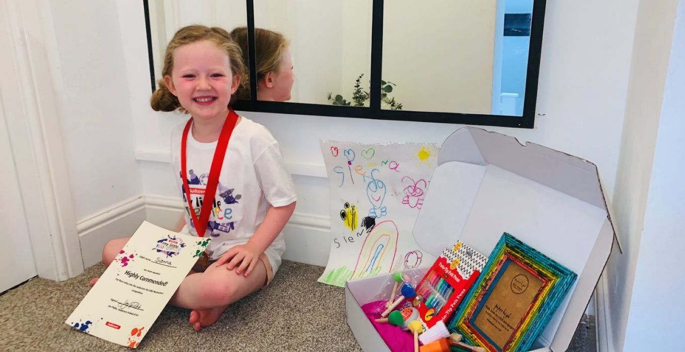 Five-year-old school girl receives praise for colourful artwork