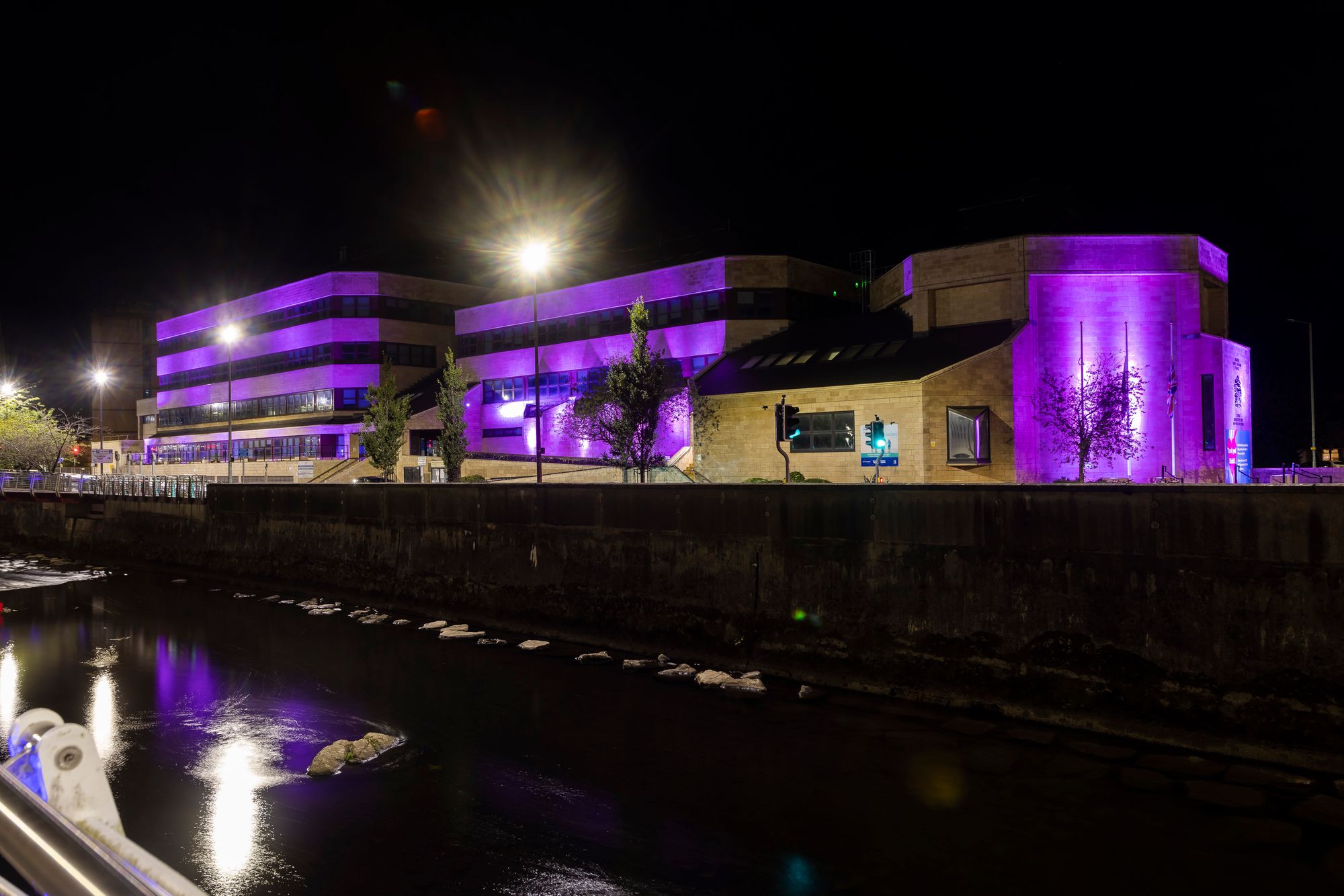 Buildings in Bridgend County Borough turn purple to honour the Queen