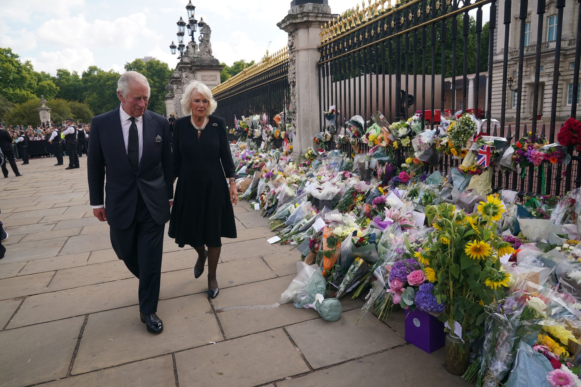 Grief-stricken King arrives in London as large crowd gathers