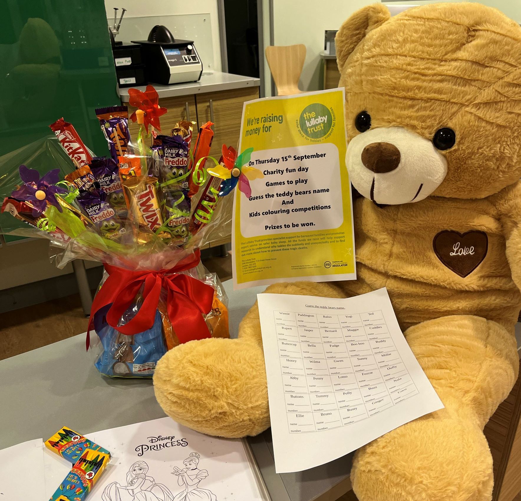 Guess teddy's name for sudden infant death syndrome charity