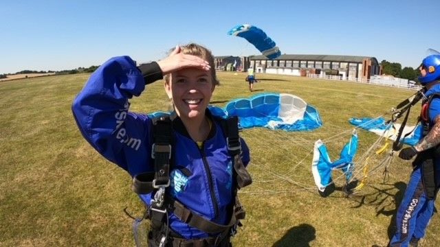 Church Crookham receptionist jumps 15,000 feet for charity