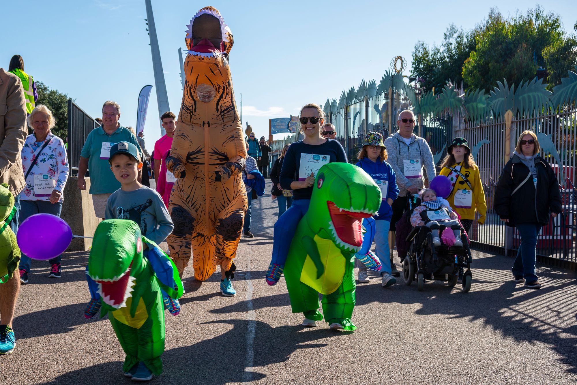 Dinosaurs seen at hospital charity walk along Southend seafront