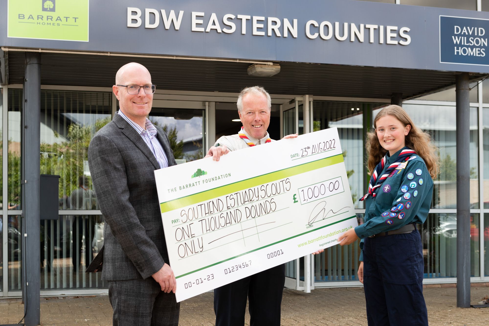 Southend scout one step closer to Jamboree thanks to housebuilder's donation