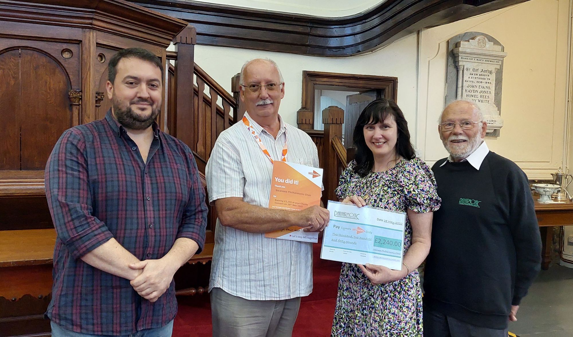 Swansea Philharmonic Choir raises over £2,000 for MS Society Cymru