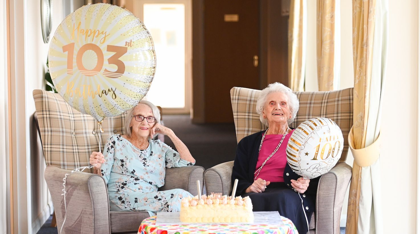 Bradwell TV star, 103, and parachute maker, 100, celebrate joint birthday