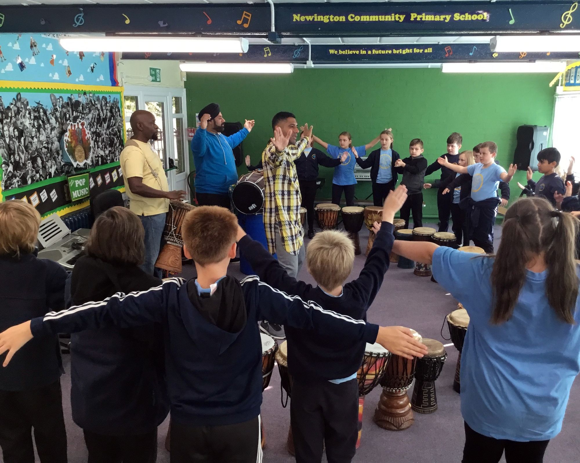 Newington pupils find the beat in drumming workshop