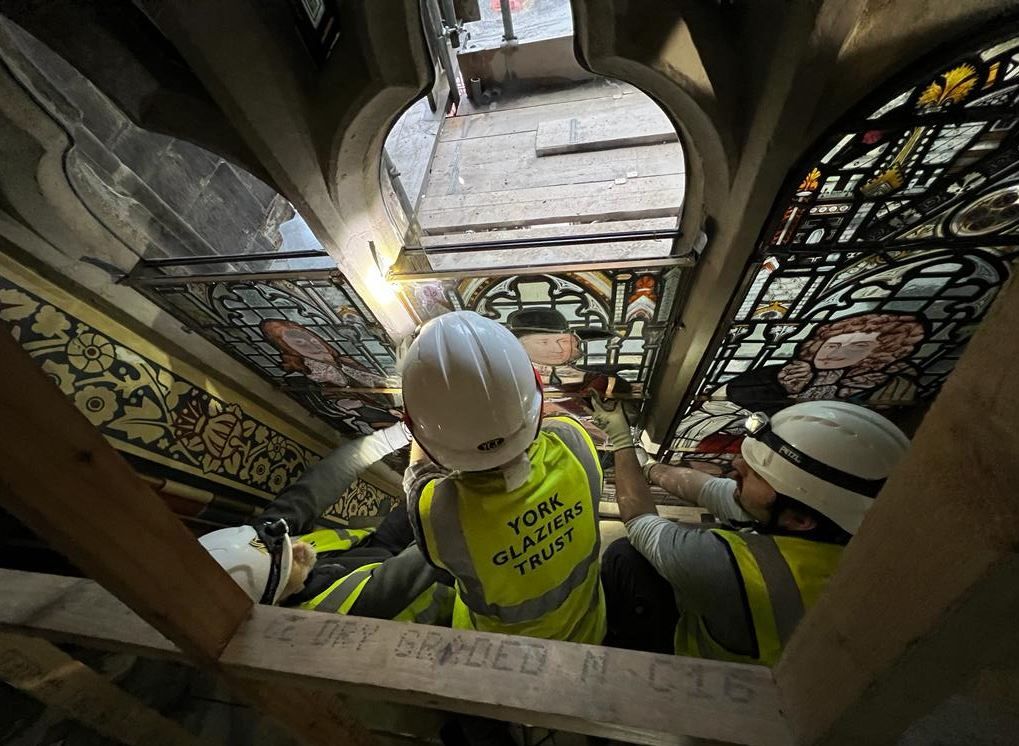 Historic Rochdale town hall stained glass window re-installed after restoration
