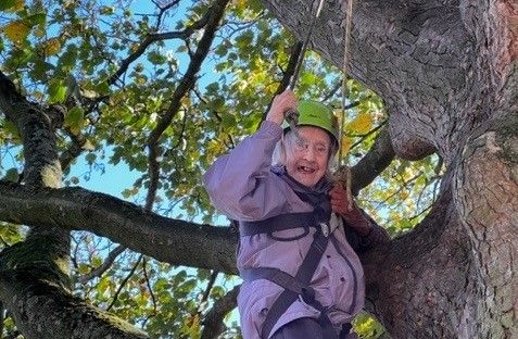 Daredevil pensioner hits new heights with tree-top challenge