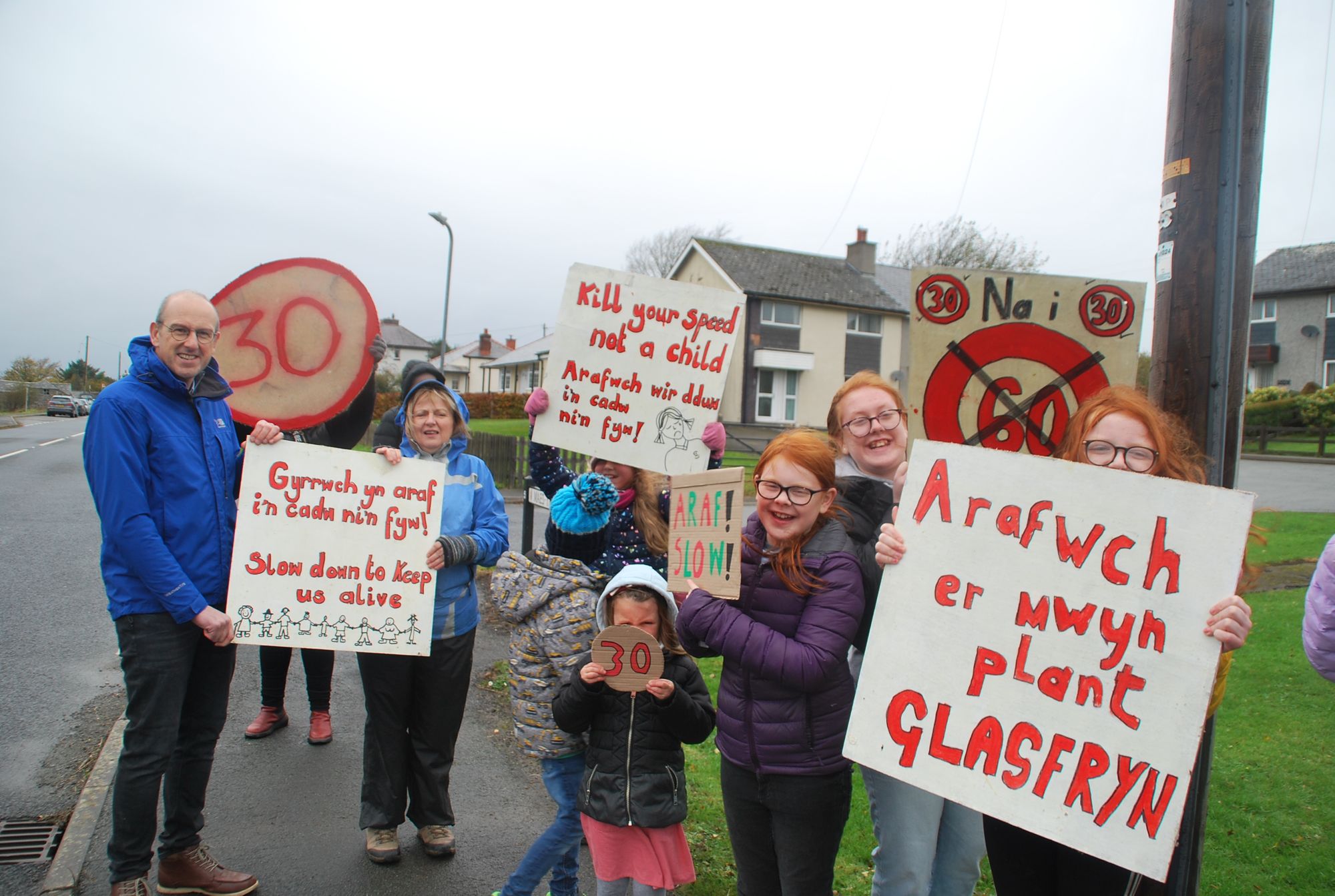 Glasfryn villagers protest as 'very real fear' over speeding grows