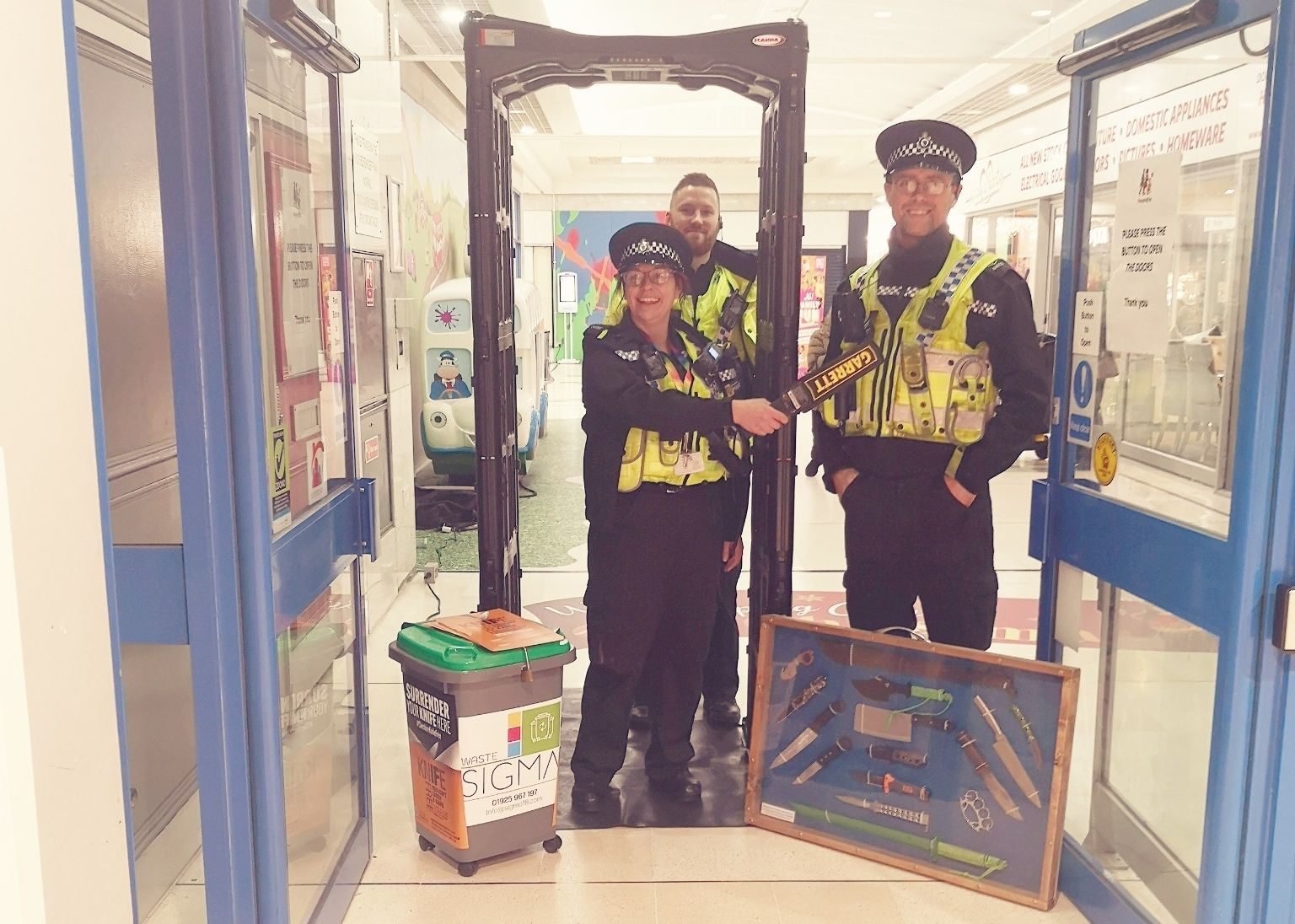 Knife arch installed in Runcorn shopping centre for Operation Sceptre
