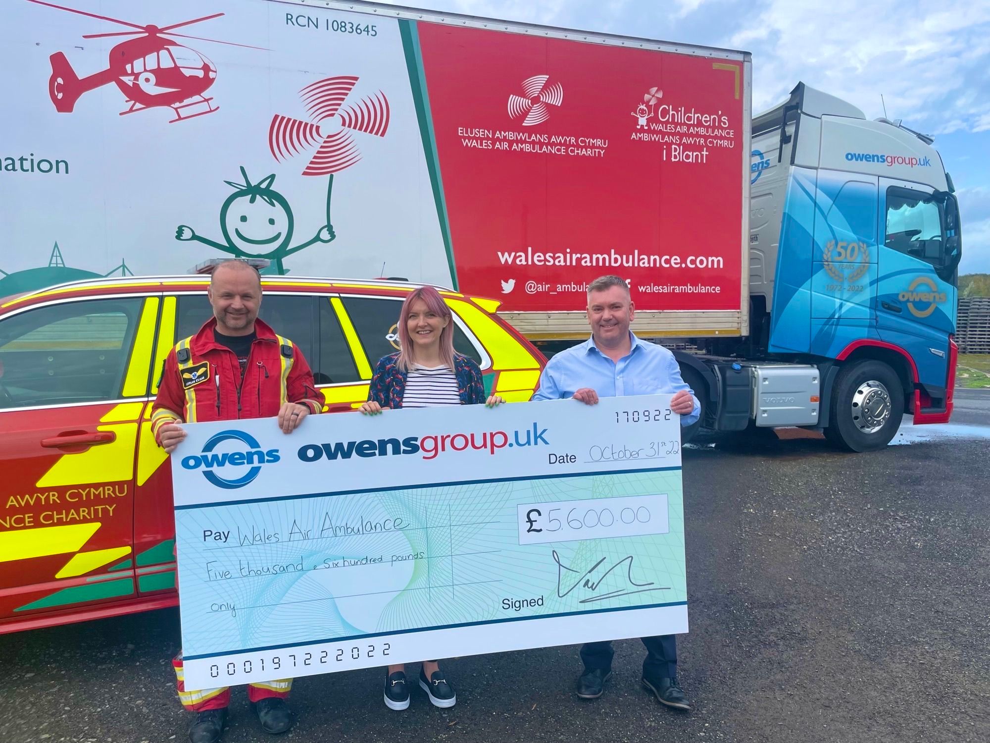 Llanelli-based Owens Group raises money for Wales Air Ambulance to celebrate 50th anniversary