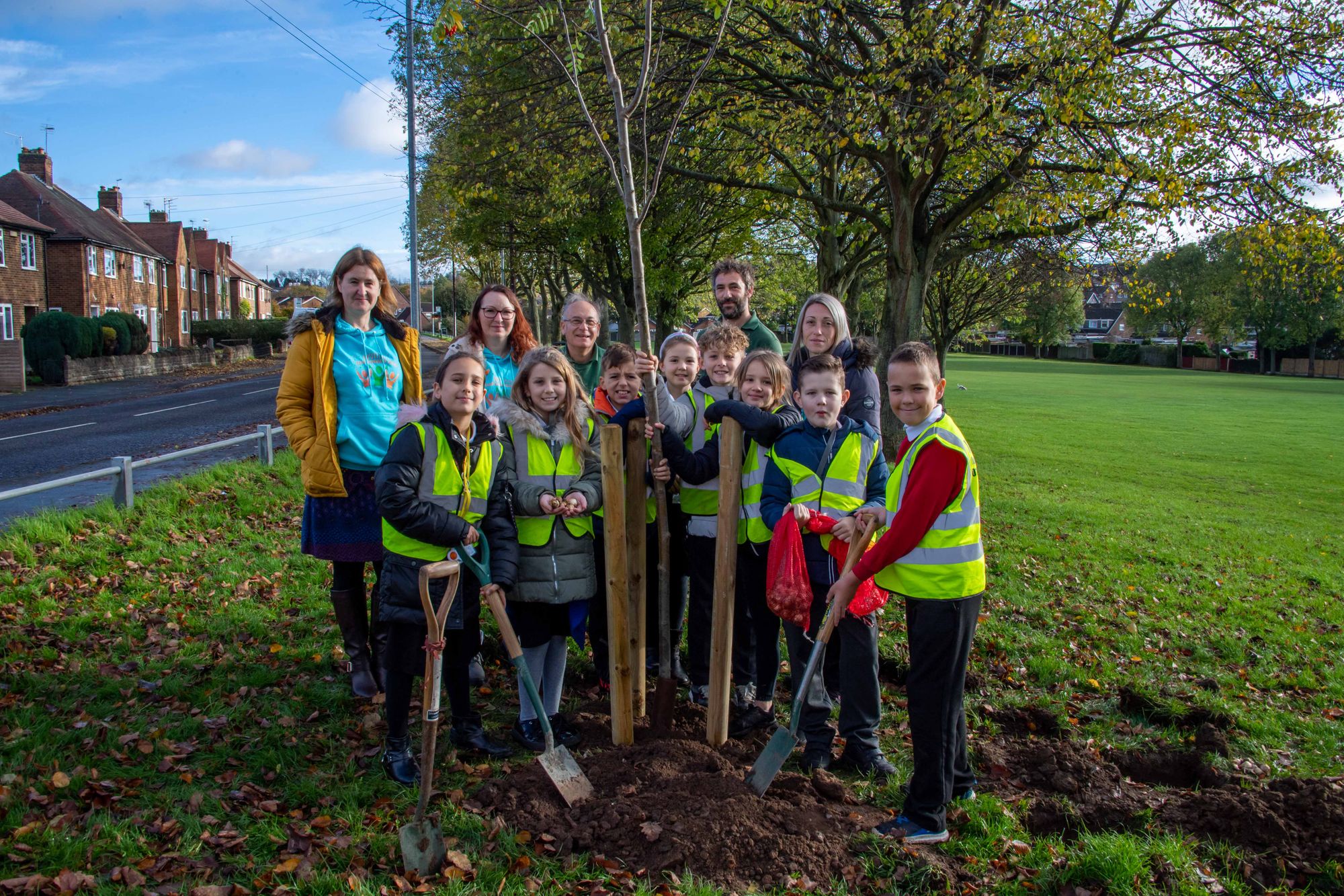Killisick Junior School children plant a ‘happiness’ tree in their local Killisick Park