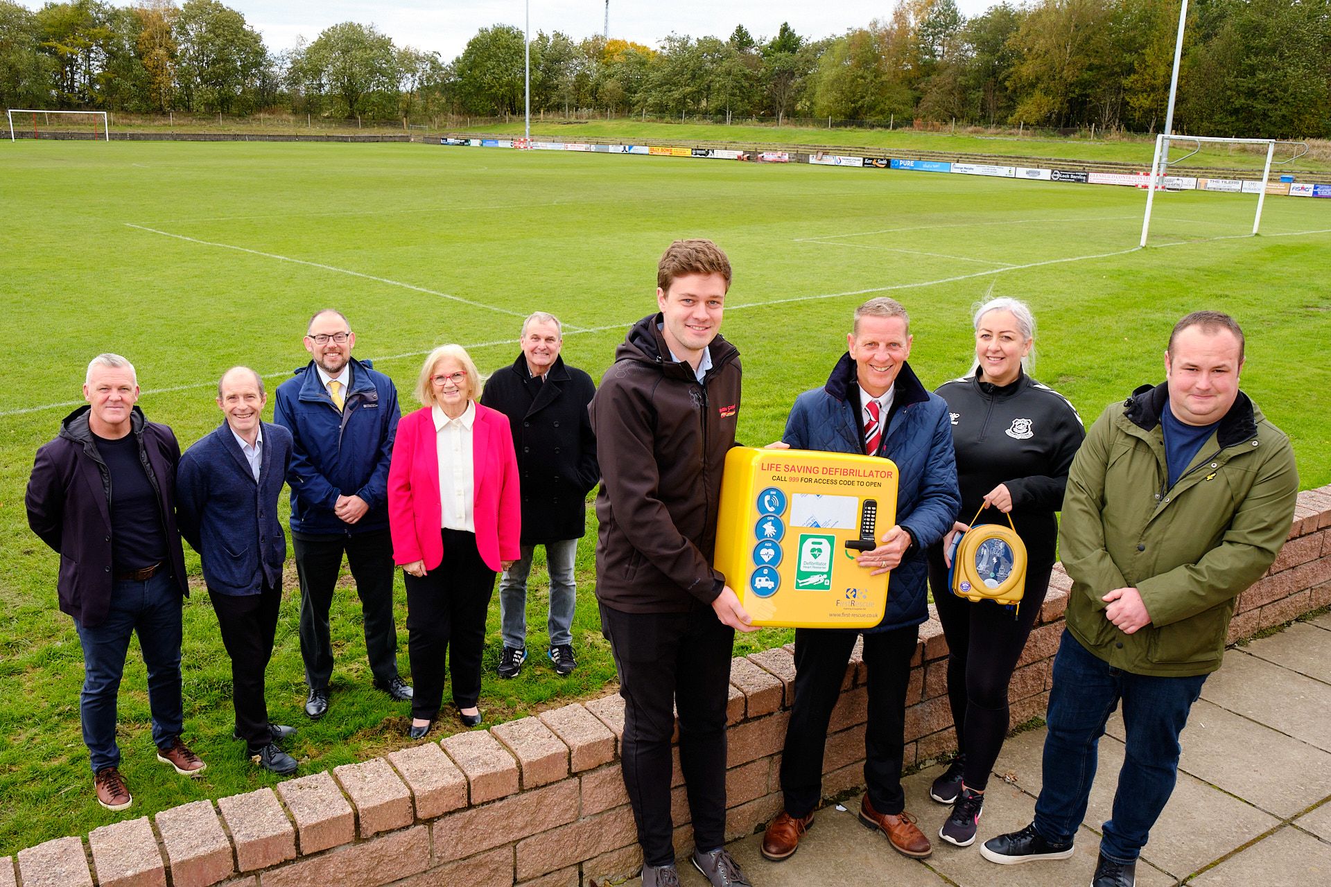 Ayrshire junior football club take delivery of new life-saving defibrillator