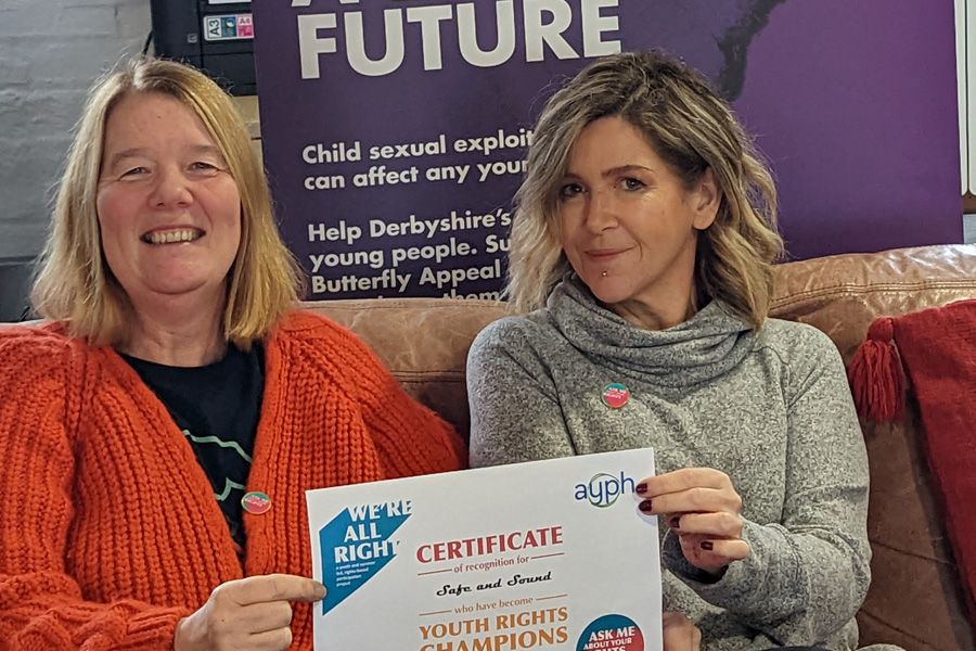 Derbyshire charity Safe and Sound recognised as a Youth Rights Champion
