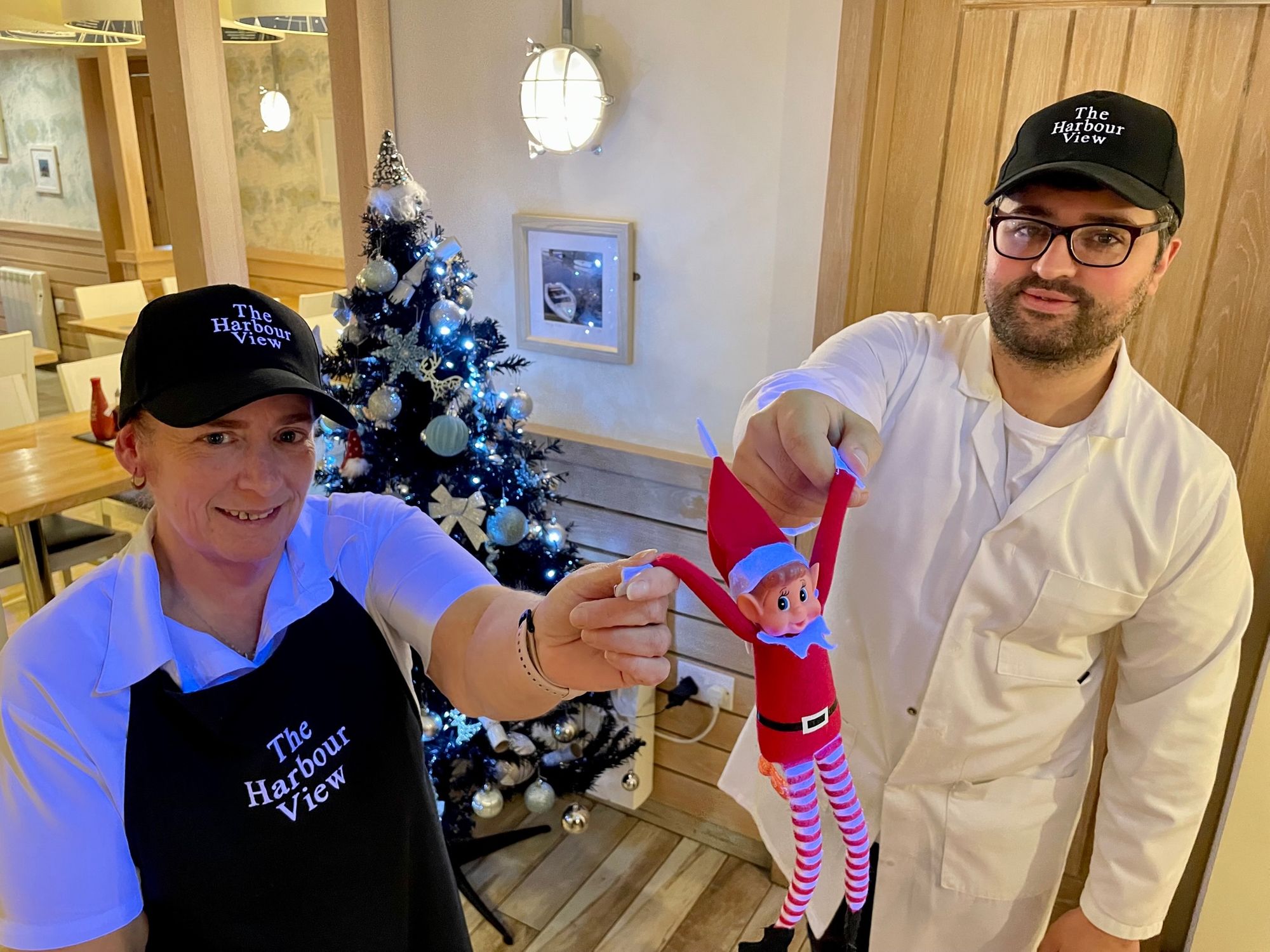 Naughty elf causes mischief in Seaton Sluice chippie