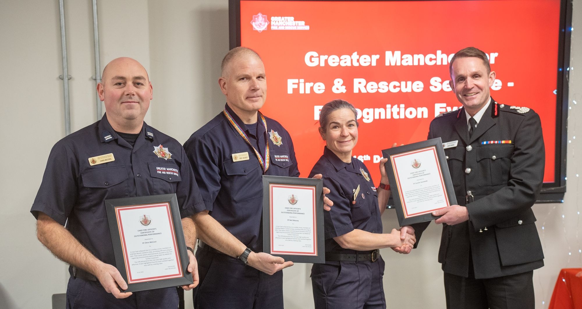 Greater Manchester firefighters and members of the public recognised for bravery at GMFRS event