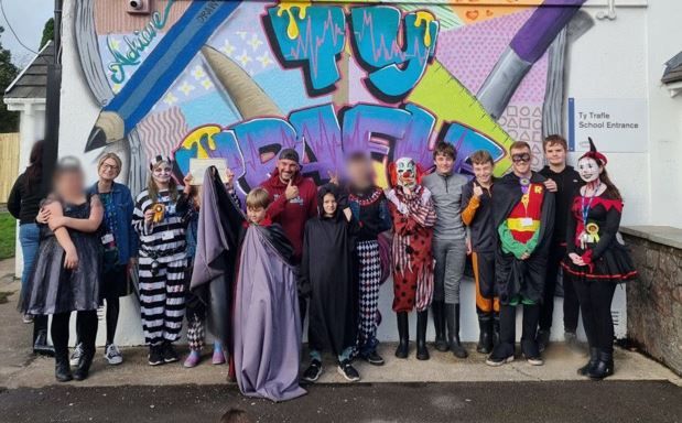 Pupils transform Swansea school with graffiti mural they helped design