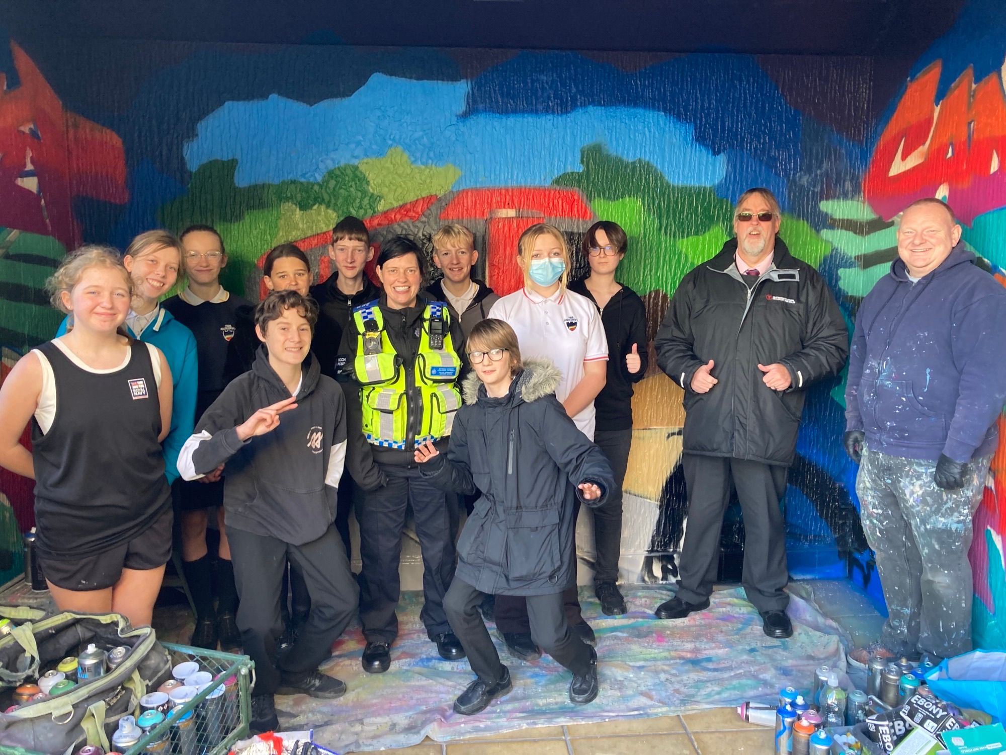 Conwy students design rail safety mural for station shelter
