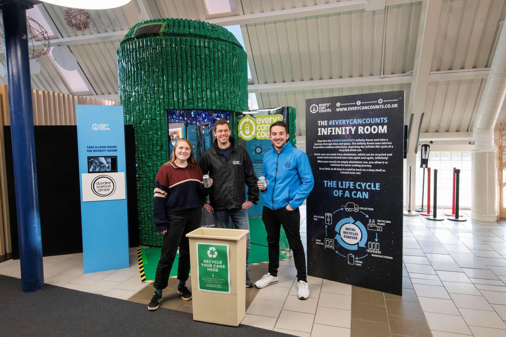 Installation made of drink cans aims to teach about recycling in Dundee