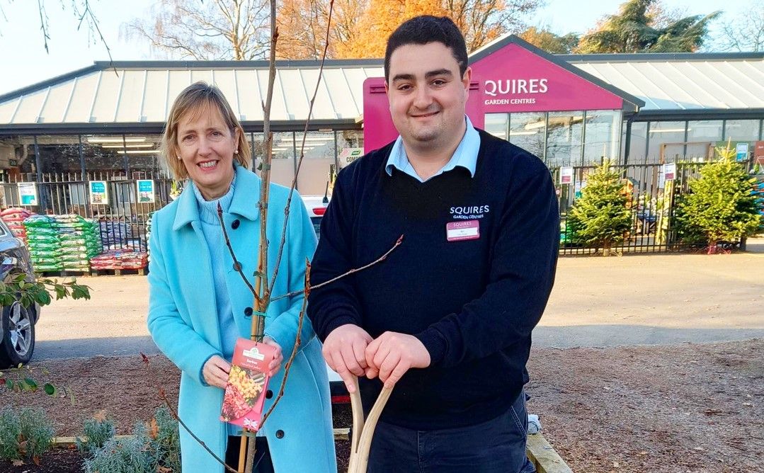 Chertsey garden centre plants tree in memory of Queen Elizabeth II
