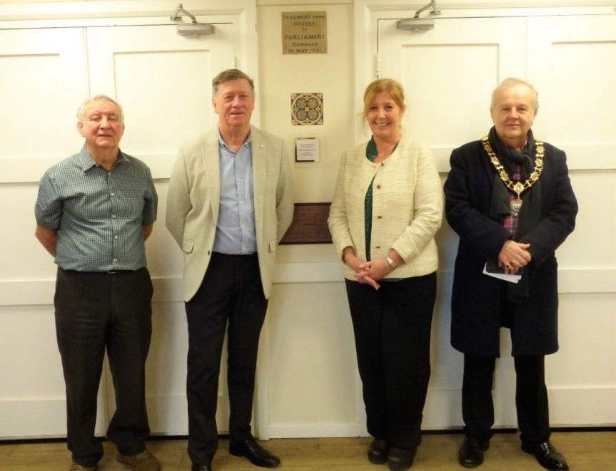 MP donates tile from House of Commons to Sawbridgeworth Memorial Hall