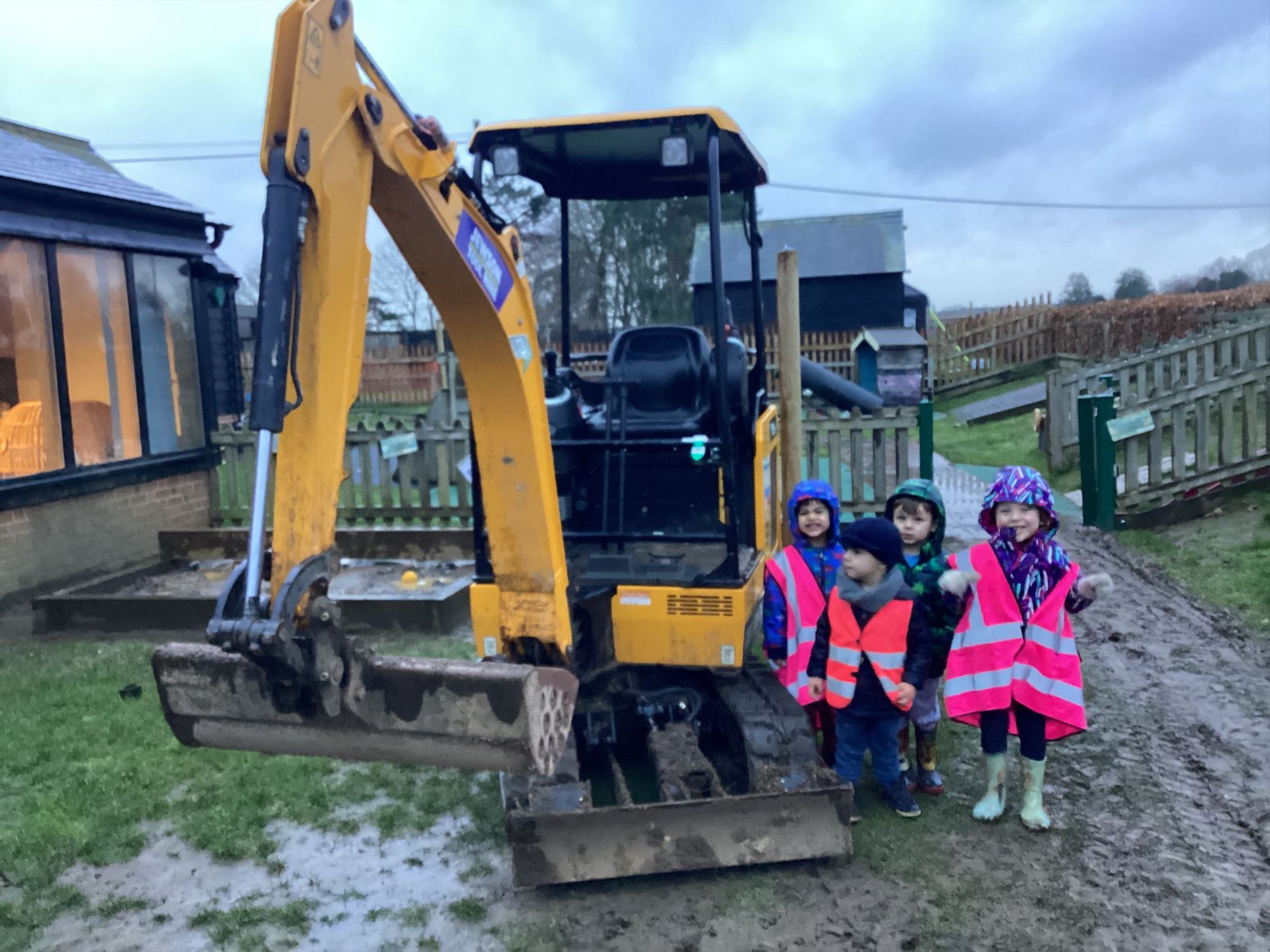 Hertford children captivated as diggers transform preschool play area