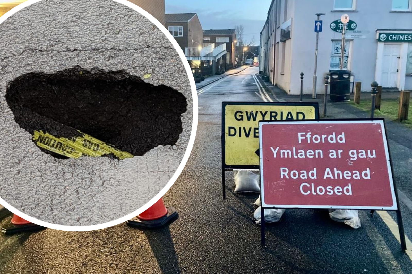 Welsh Water reveals cause of Carmarthen sinkhole which has closed road for weeks