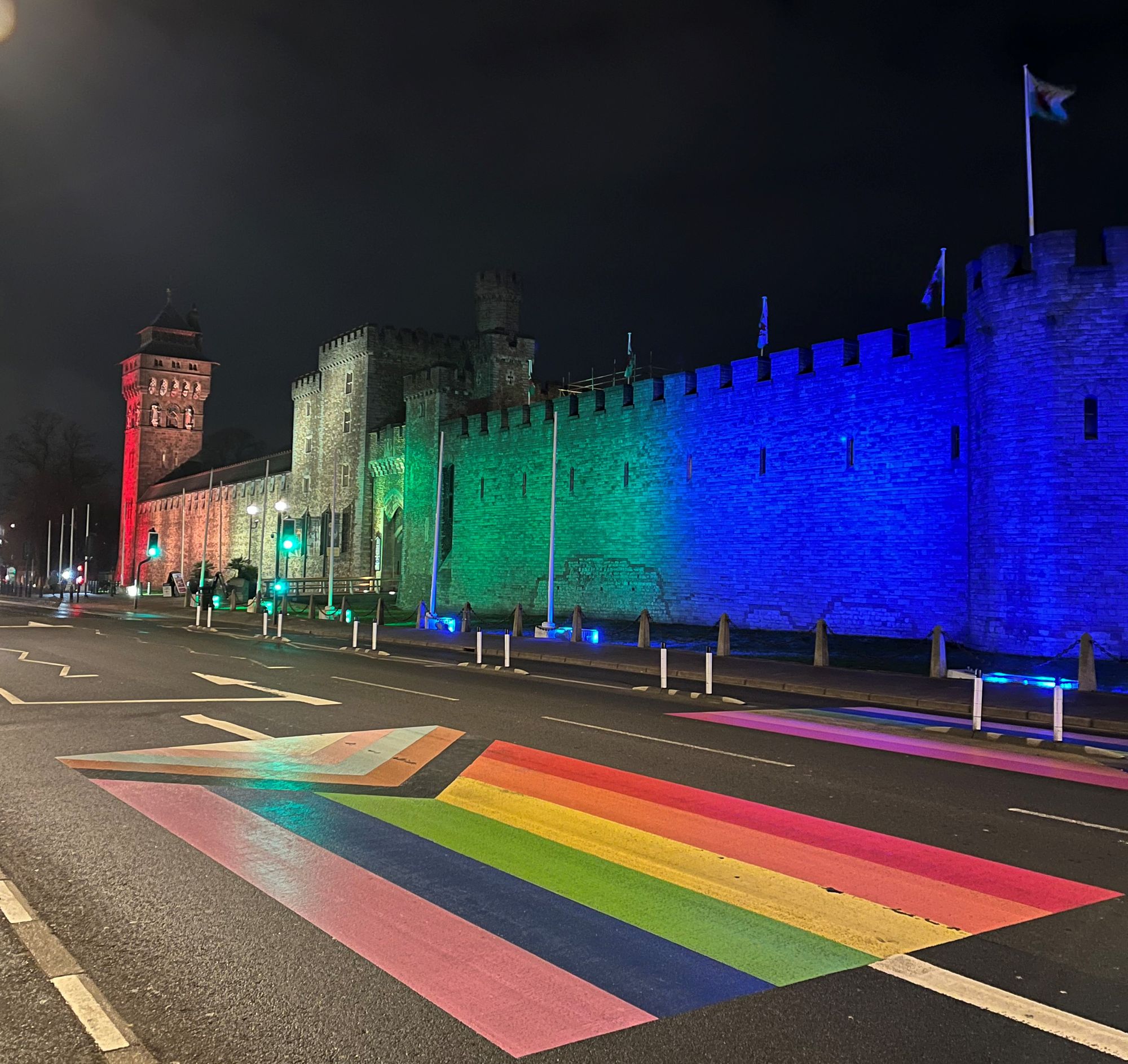 Cardiff Castle illuminated to celebrate LGBTQ+ History Month