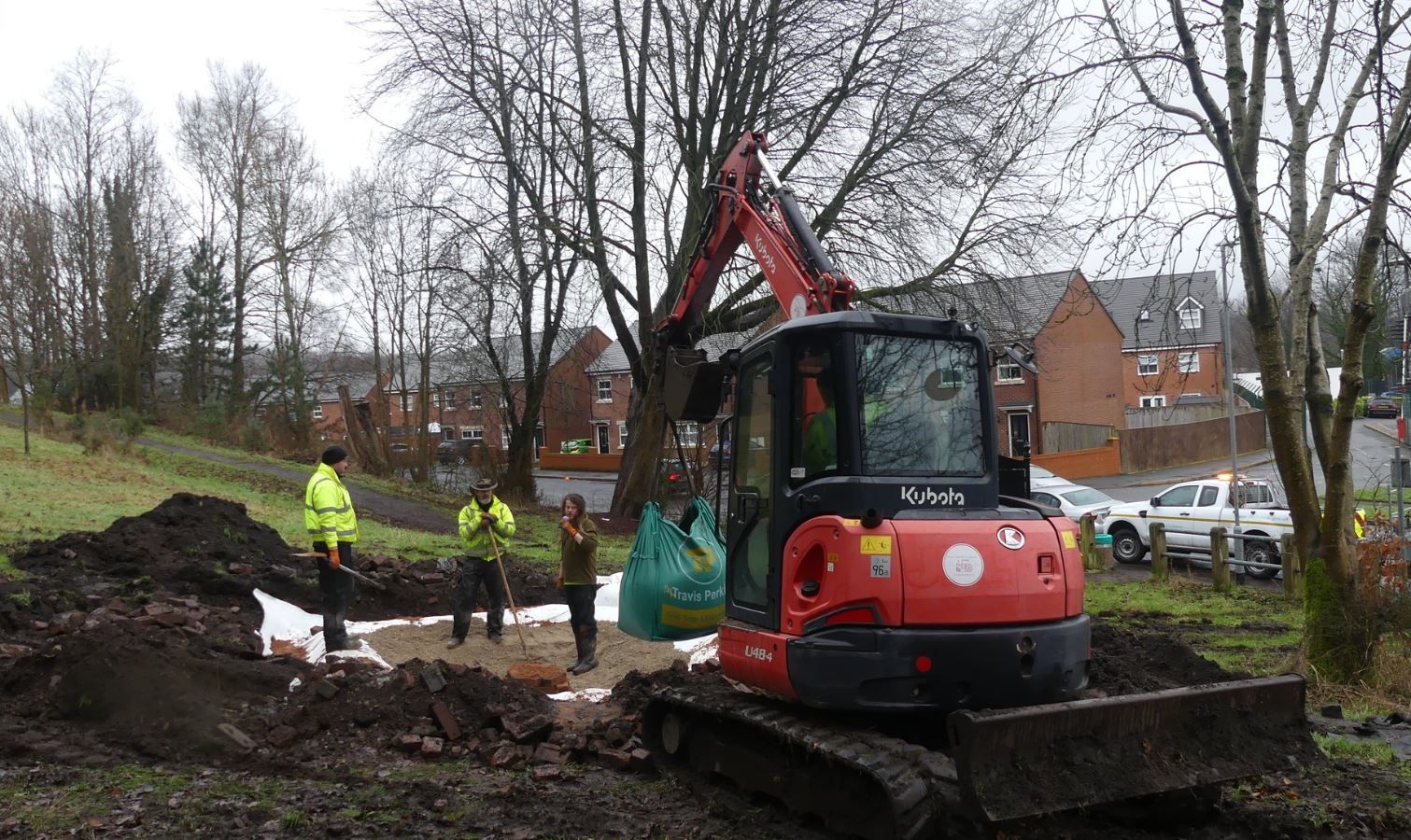 Rochdale community rewilding project continues with construction of new pond
