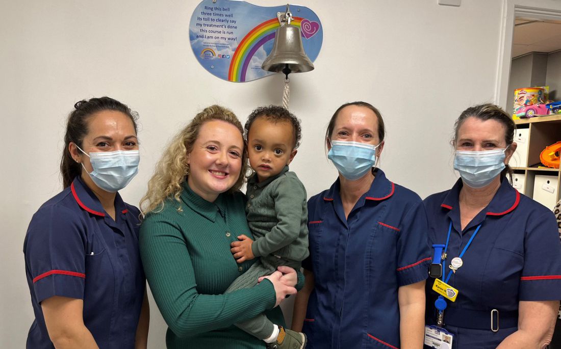 Medway toddler rings bell marking end of cancer treatment