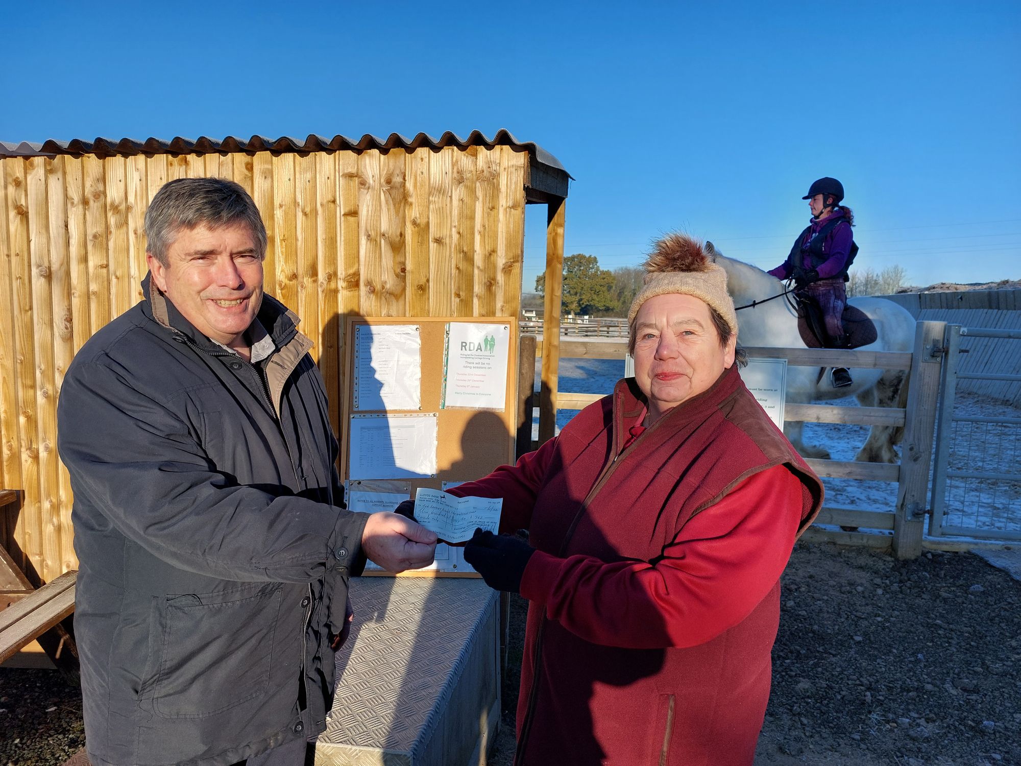 Freemasons from Gloucestershire support Berkeley Riding for the Disabled with donation