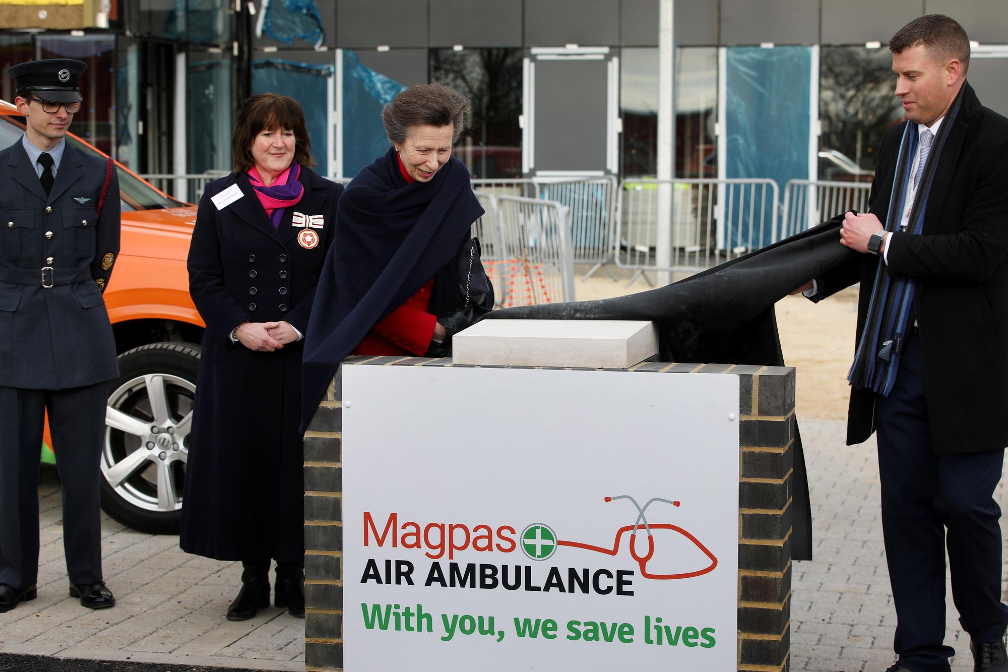 Princess Royal unveils cornerstone for new Magpas headquarters