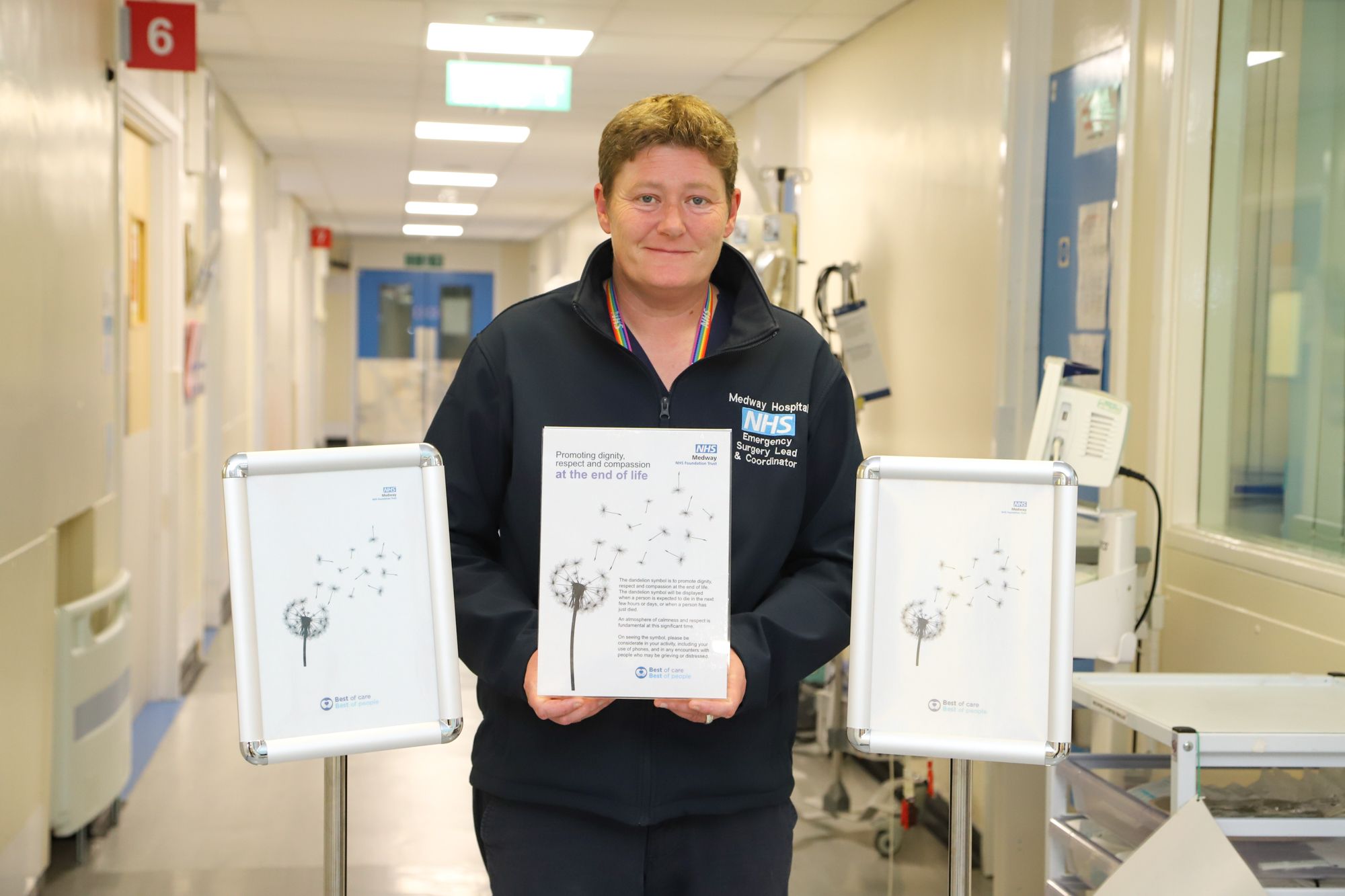 Dandelion signs to encourage quiet during end of life at Medway Maritime Hospital
