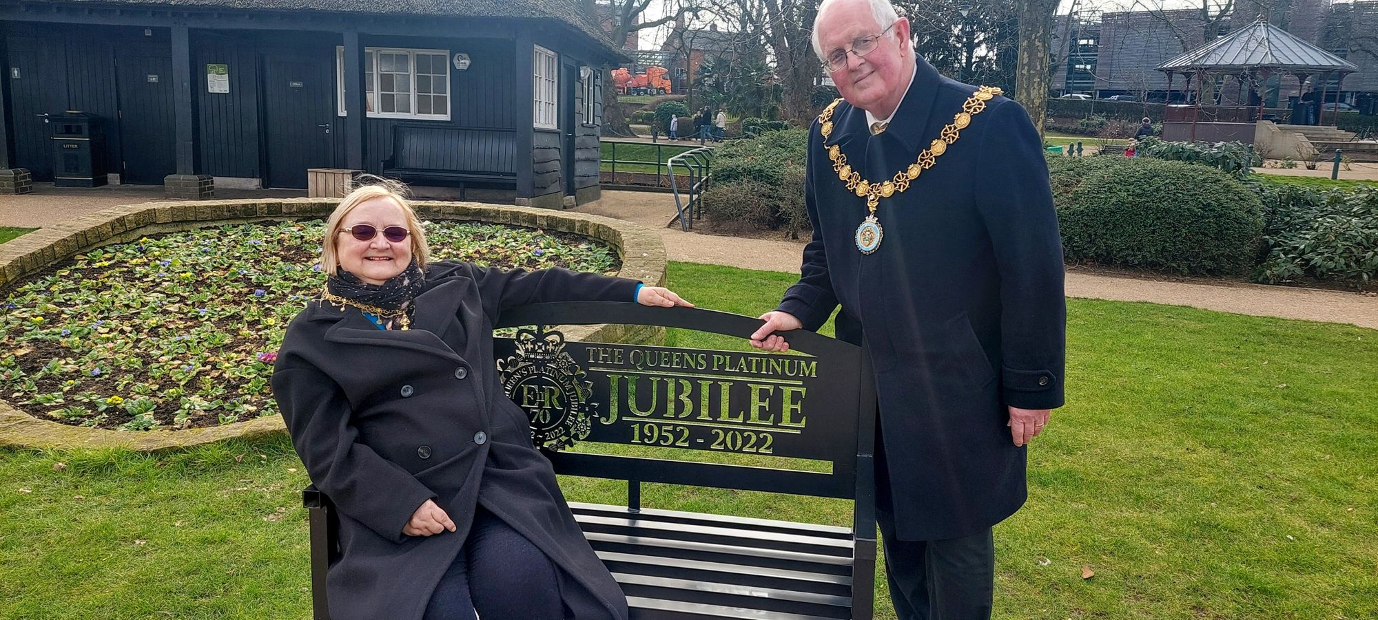 Mayor marks civic year with bench in award-winning Stafford park