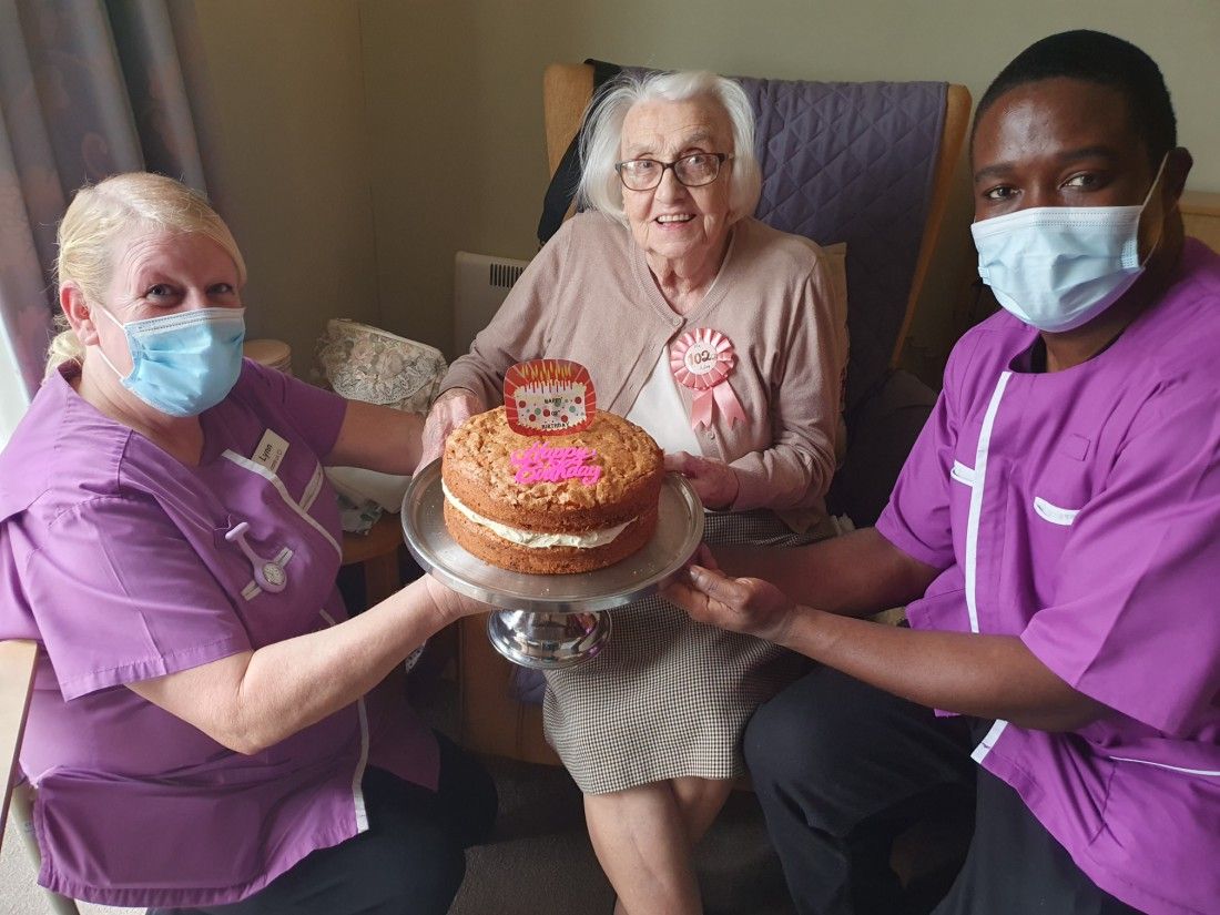 Marjorie celebrates 102nd birthday with favourite fruit cake
