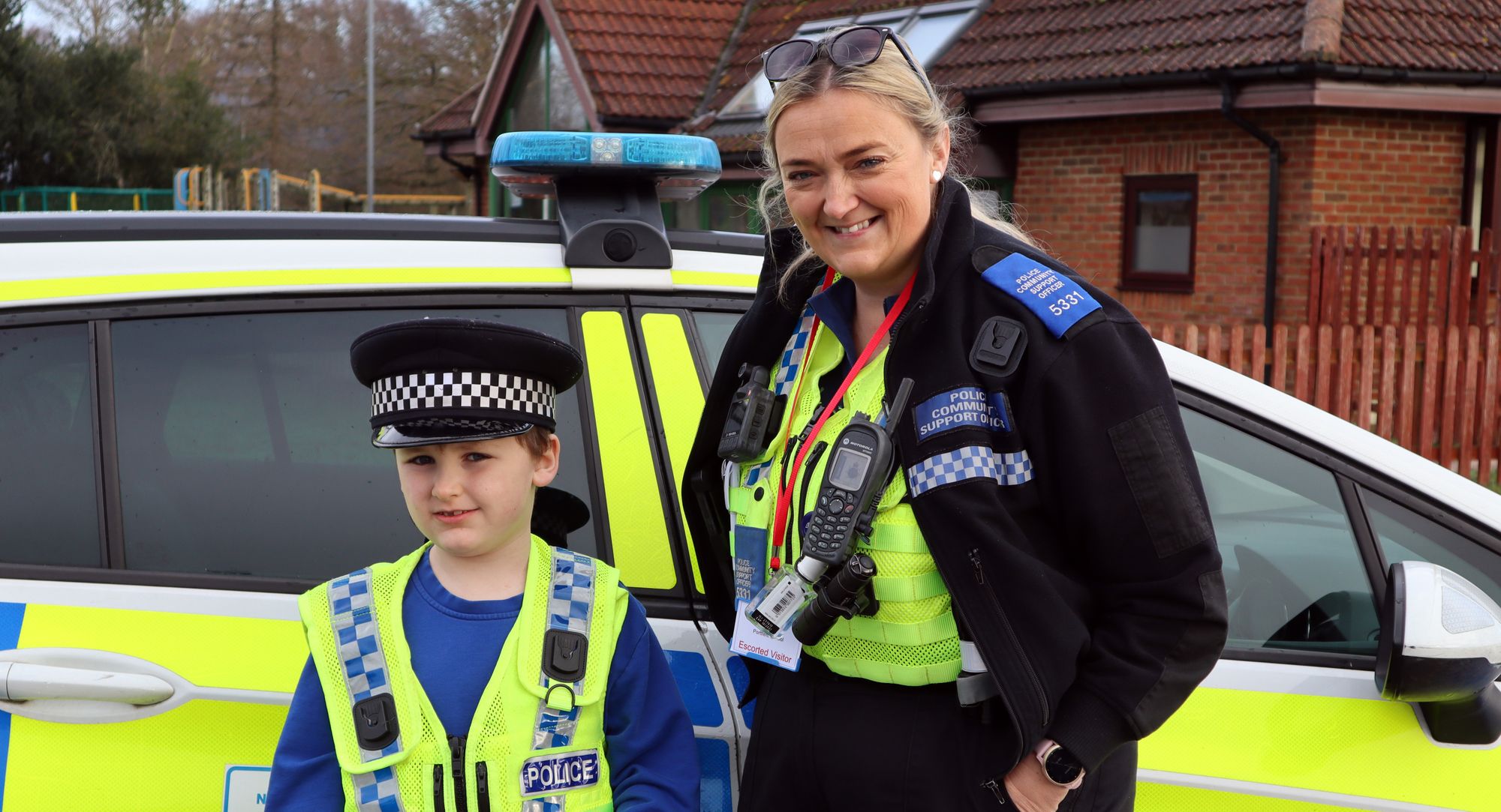 Police and fire crew visit thrills Christchurch specialist school pupils