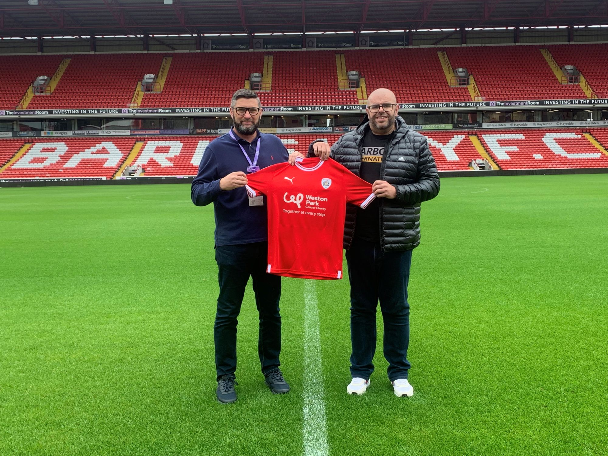 Oakwell Stadium turns purple for people living with cancer