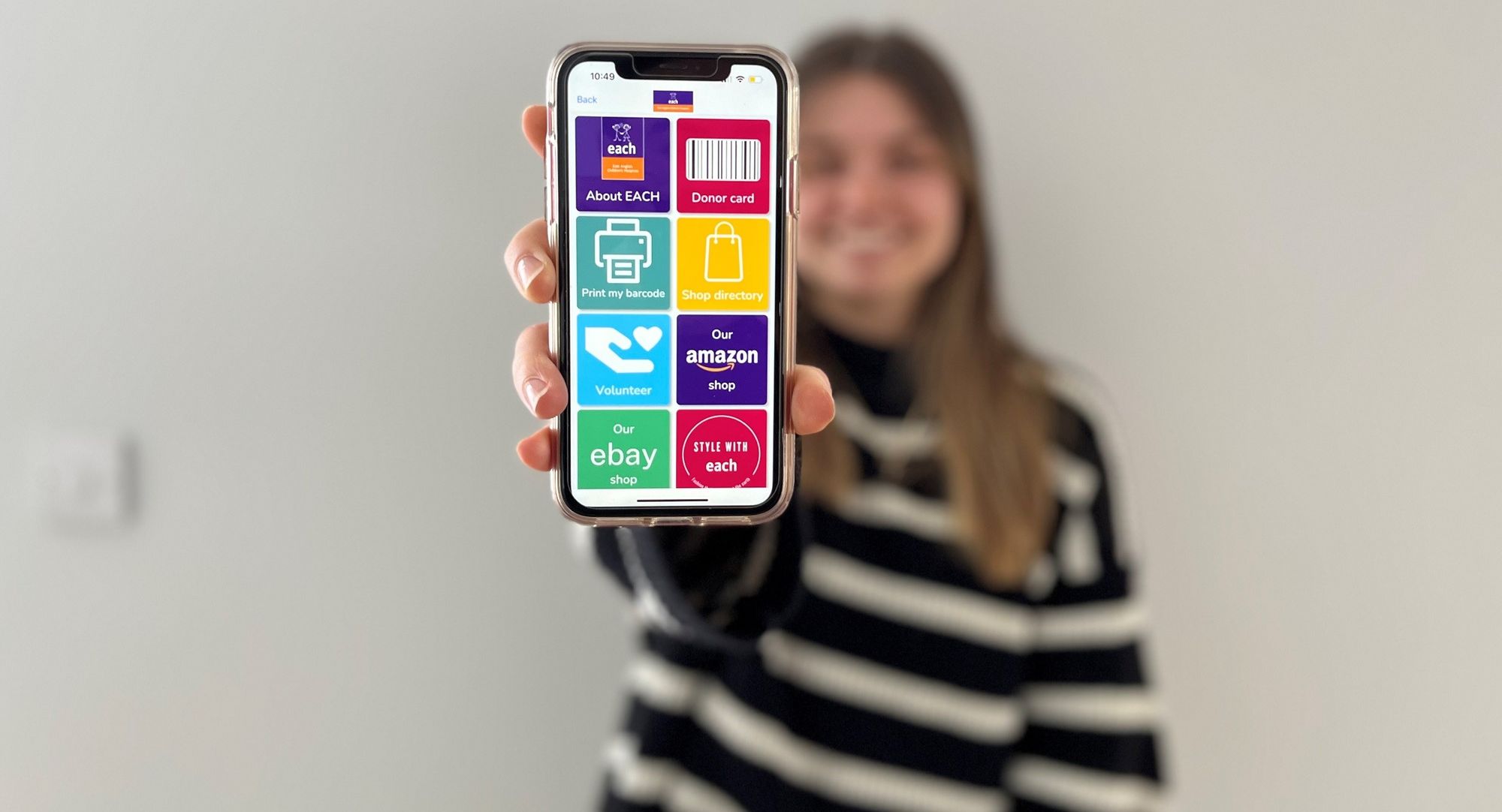 Free app allows EACH supporters to carry scannable Gift Aid card